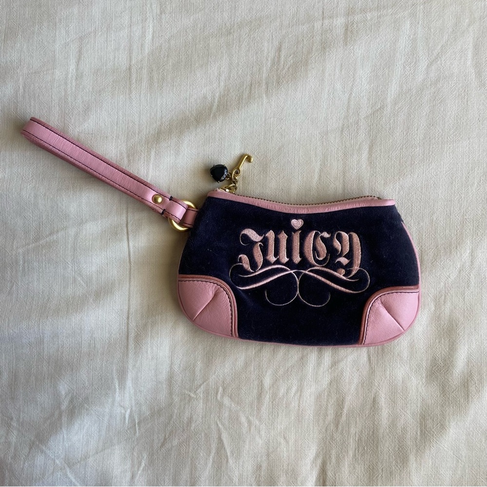 Juicy Couture Pink & Navy Velour Wristlet